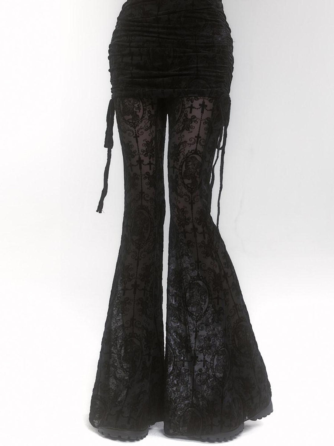 LADYGHOST Ghostly Black Lace Faux Two Piece Gothic Women&