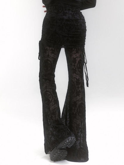 LADYGHOST Ghostly Black Lace Faux Two Piece Gothic Women&