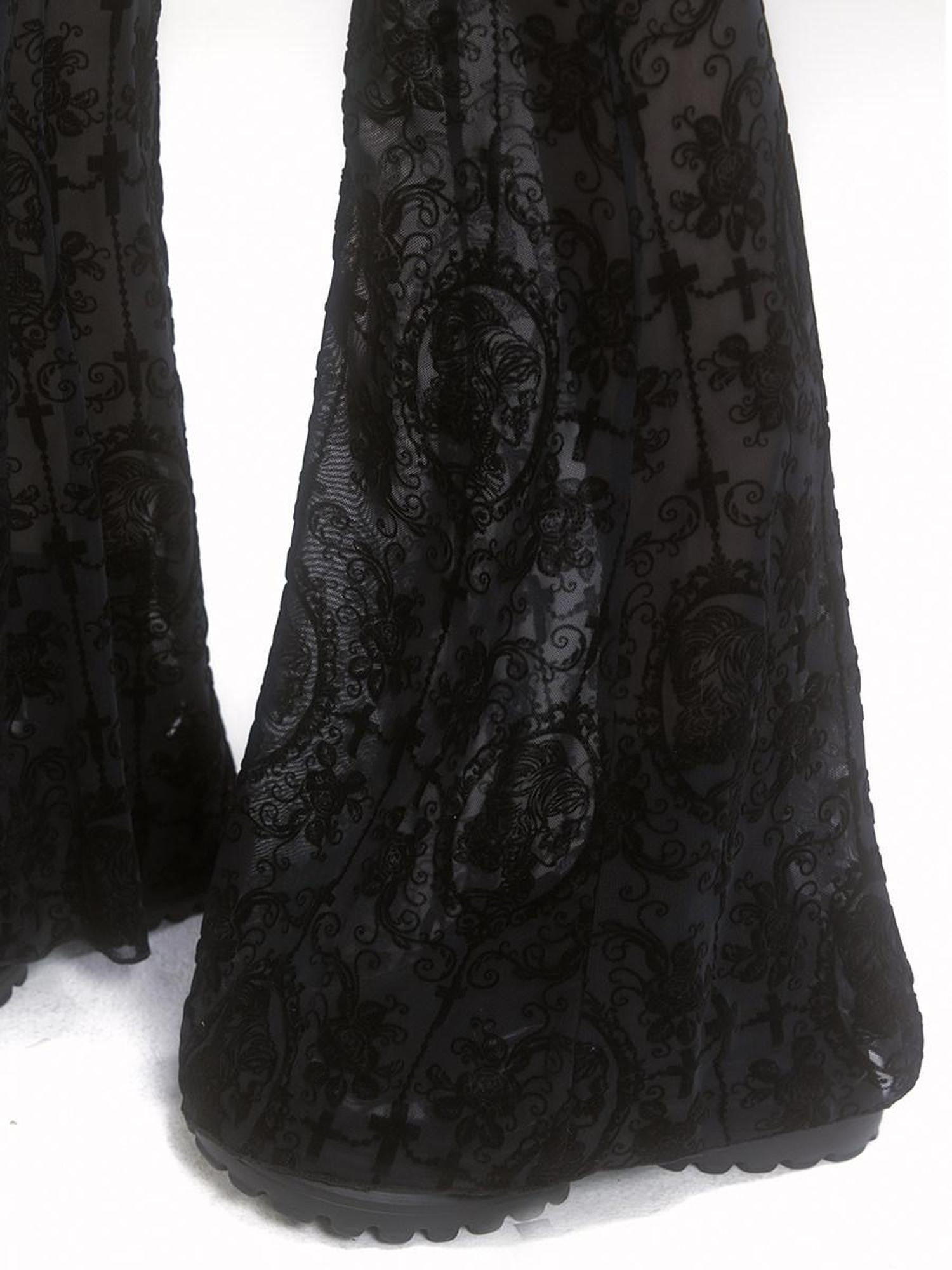 LADYGHOST Ghostly Black Lace Faux Two Piece Gothic Women&