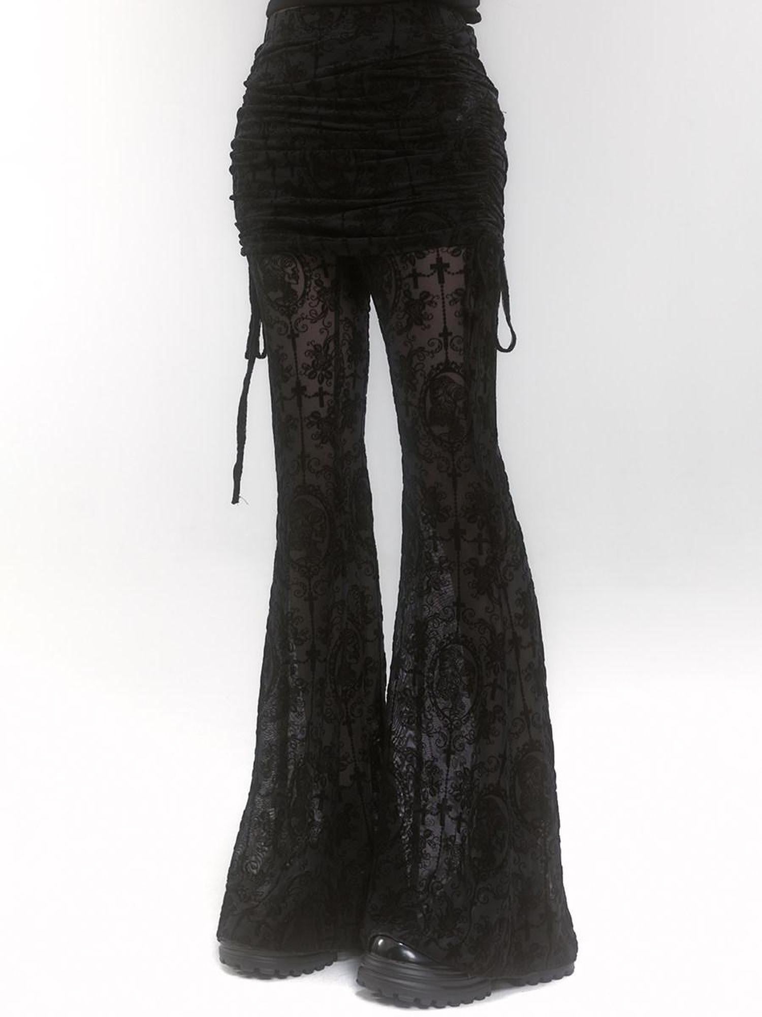 LADYGHOST Ghostly Black Lace Faux Two Piece Gothic Women&