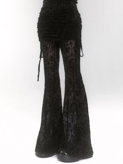 LADYGHOST Ghostly Black Lace Faux Two Piece Gothic Women&