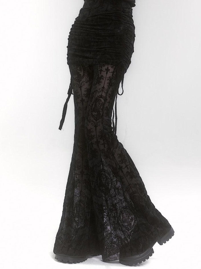 LADYGHOST Ghostly Black Lace Faux Two Piece Gothic Women&