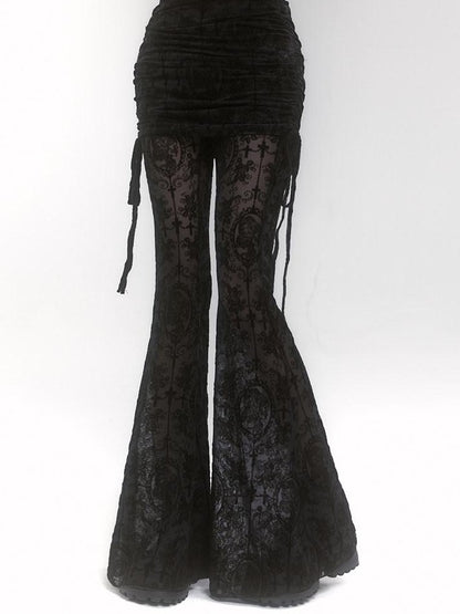 LADYGHOST Ghostly Black Lace Faux Two Piece Gothic Women&