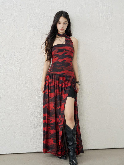 LADYGHOST Ghostly Black Red Bustier Side Slit Women&