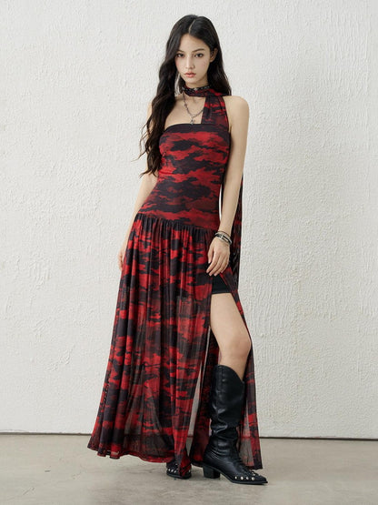 LADYGHOST Ghostly Black Red Bustier Side Slit Women&