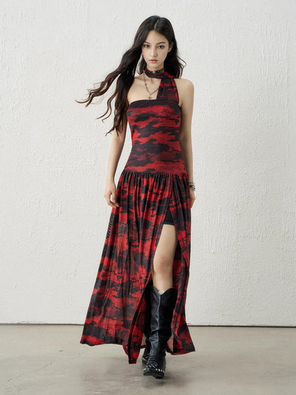 LADYGHOST Ghostly Black Red Bustier Side Slit Women&