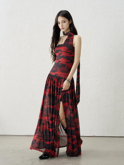 LADYGHOST Ghostly Black Red Bustier Side Slit Women&