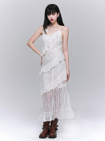 LADYGHOST Ghostly Black Tiered Spaghetti Strap Women&