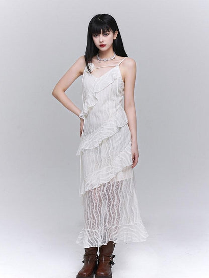 LADYGHOST Ghostly Black Tiered Spaghetti Strap Women&