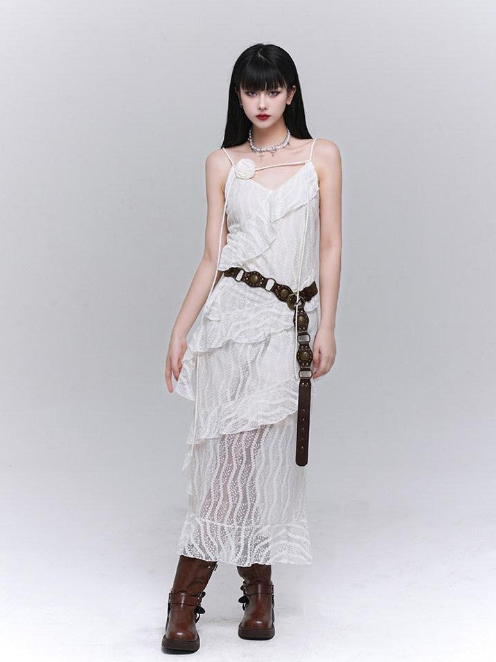 LADYGHOST Ghostly Black Tiered Spaghetti Strap Women&