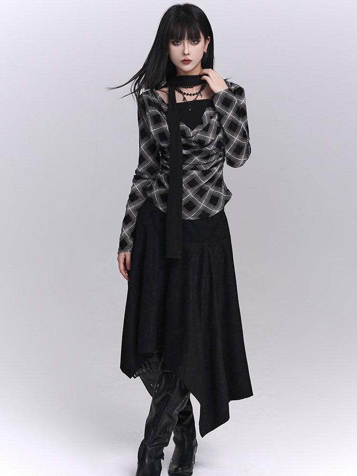 LADYGHOST Ghostly Coffee Brown Asymmetrical Hem Women&