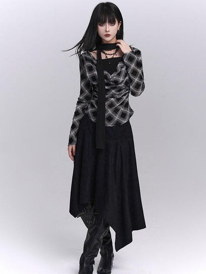 LADYGHOST Ghostly Coffee Brown Asymmetrical Hem Women&