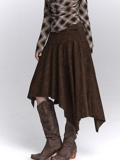 LADYGHOST Ghostly Coffee Brown Asymmetrical Hem Women&