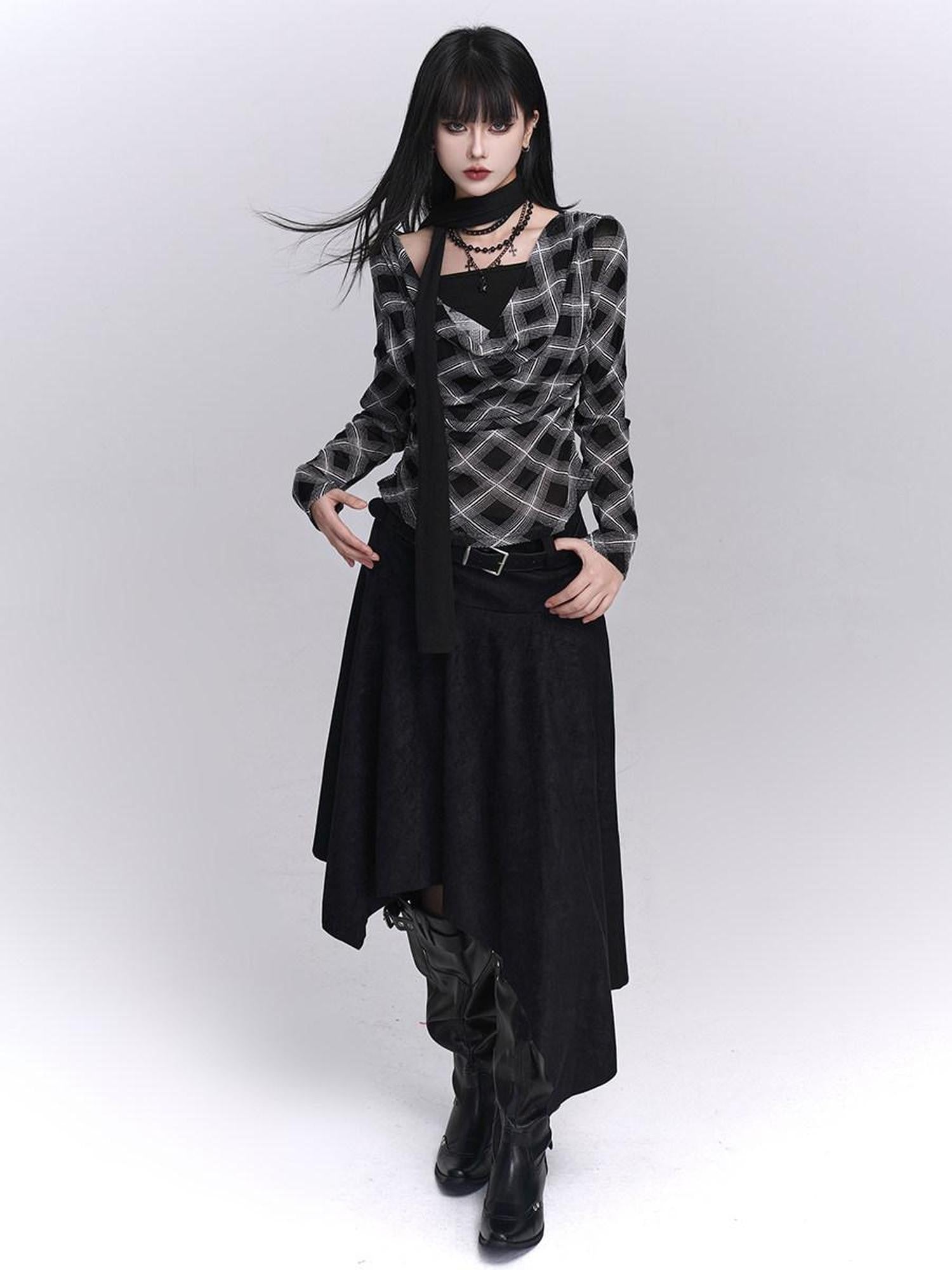 LADYGHOST Ghostly Coffee Brown Asymmetrical Hem Women&