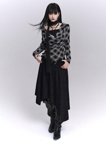 LADYGHOST Ghostly Coffee Brown Asymmetrical Hem Women&