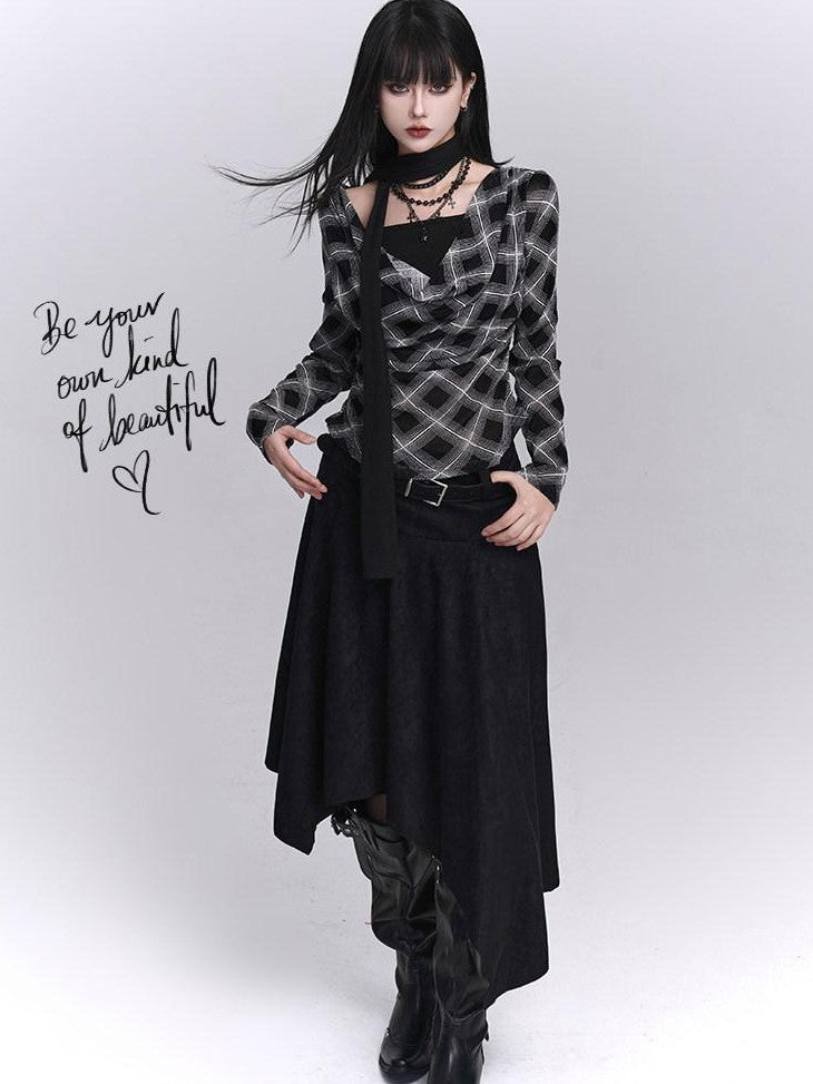 LADYGHOST Ghostly Coffee Brown Asymmetrical Hem Women&