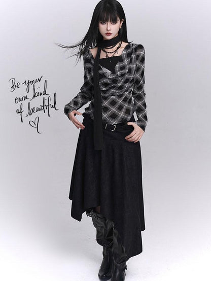 LADYGHOST Ghostly Coffee Brown Asymmetrical Hem Women&