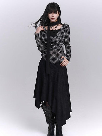 LADYGHOST Ghostly Coffee Brown Asymmetrical Hem Women&