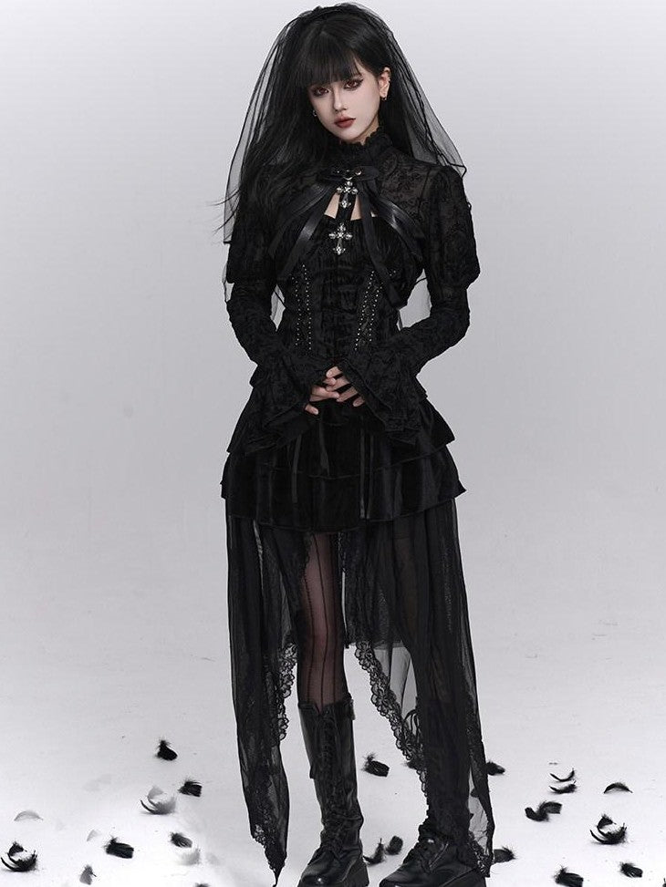 LADYGHOST Ghostly Dark Gothic Cross Bustier Corset Women&