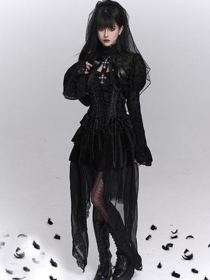 LADYGHOST Ghostly Dark Gothic Cross Bustier Corset Women&