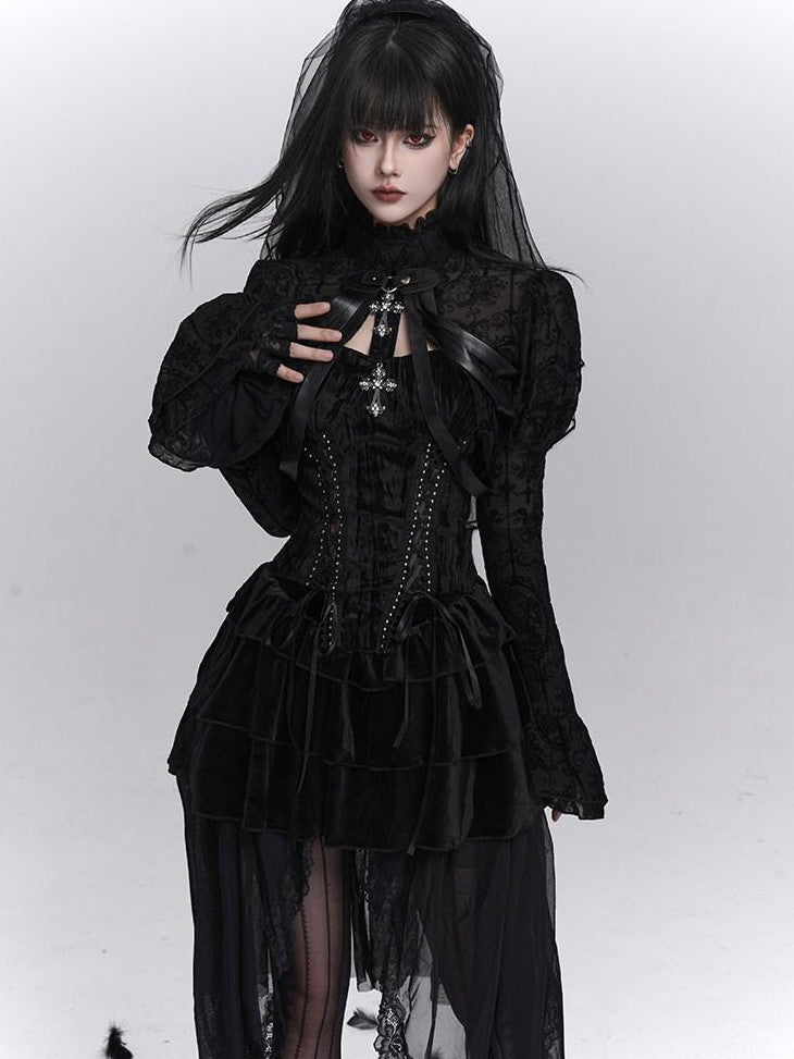 LADYGHOST Ghostly Dark Gothic Cross Bustier Corset Women&