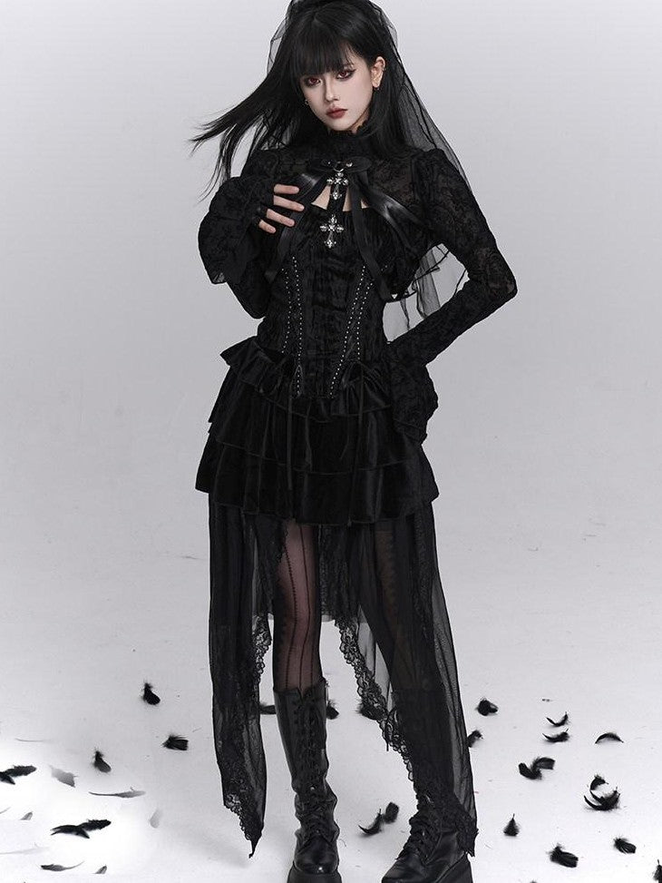 LADYGHOST Ghostly Dark Gothic Cross Bustier Corset Women&