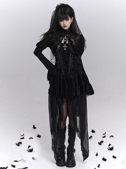 LADYGHOST Ghostly Dark Gothic Cross Bustier Corset Women&