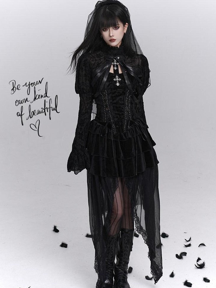 LADYGHOST Ghostly Dark Gothic Cross Bustier Corset Women&