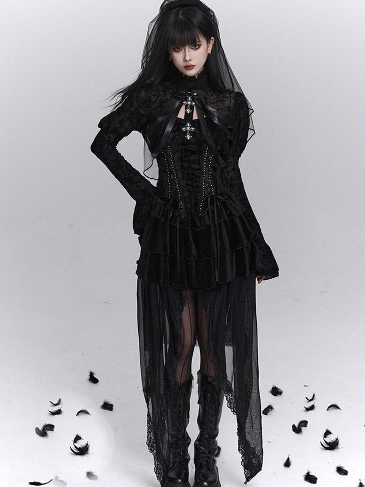 LADYGHOST Ghostly Dark Gothic Cross Bustier Corset Women&