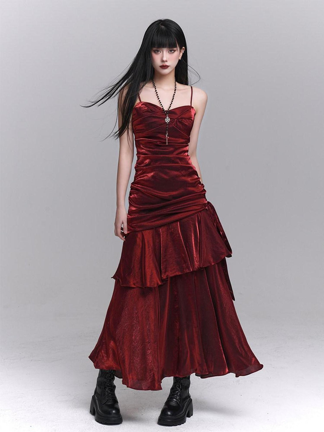 LADYGHOST Ghostly Girl Dark Red Spaghetti Strap Women&