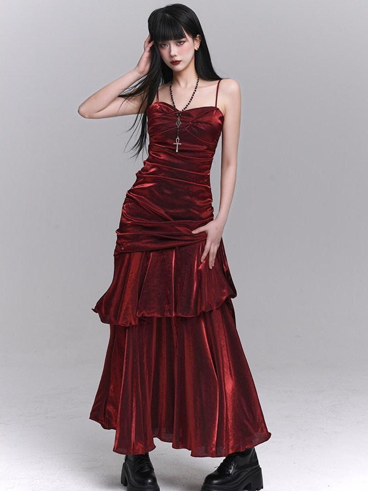 LADYGHOST Ghostly Girl Dark Red Spaghetti Strap Women&