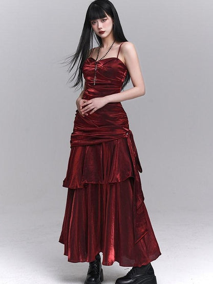LADYGHOST Ghostly Girl Dark Red Spaghetti Strap Women&