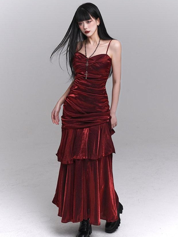 LADYGHOST Ghostly Girl Dark Red Spaghetti Strap Women&