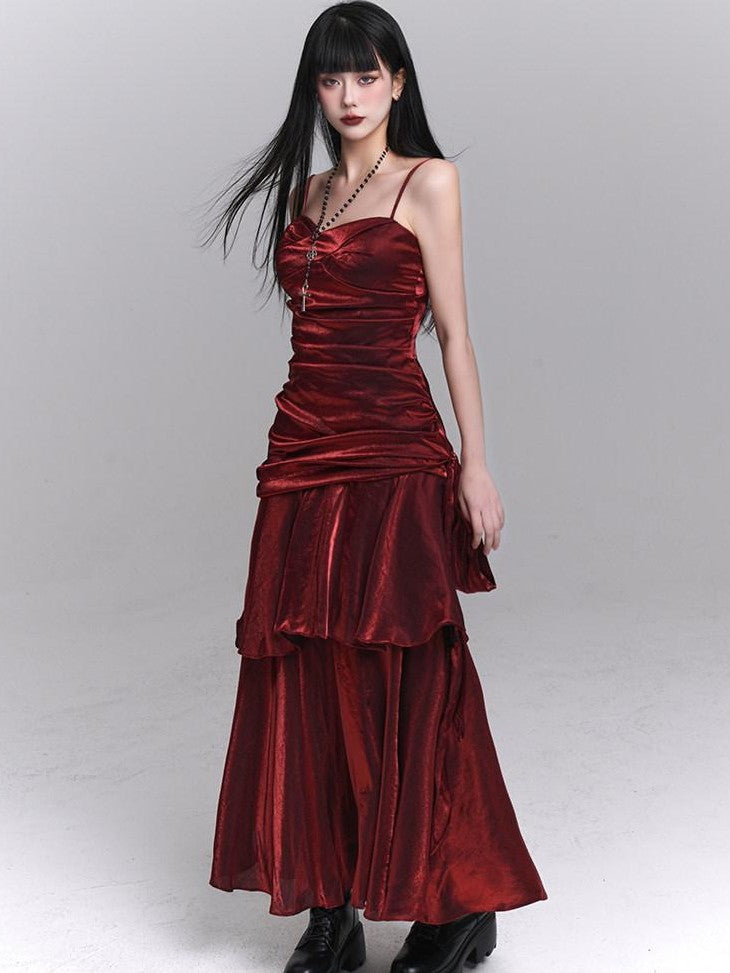 LADYGHOST Ghostly Girl Dark Red Spaghetti Strap Women&