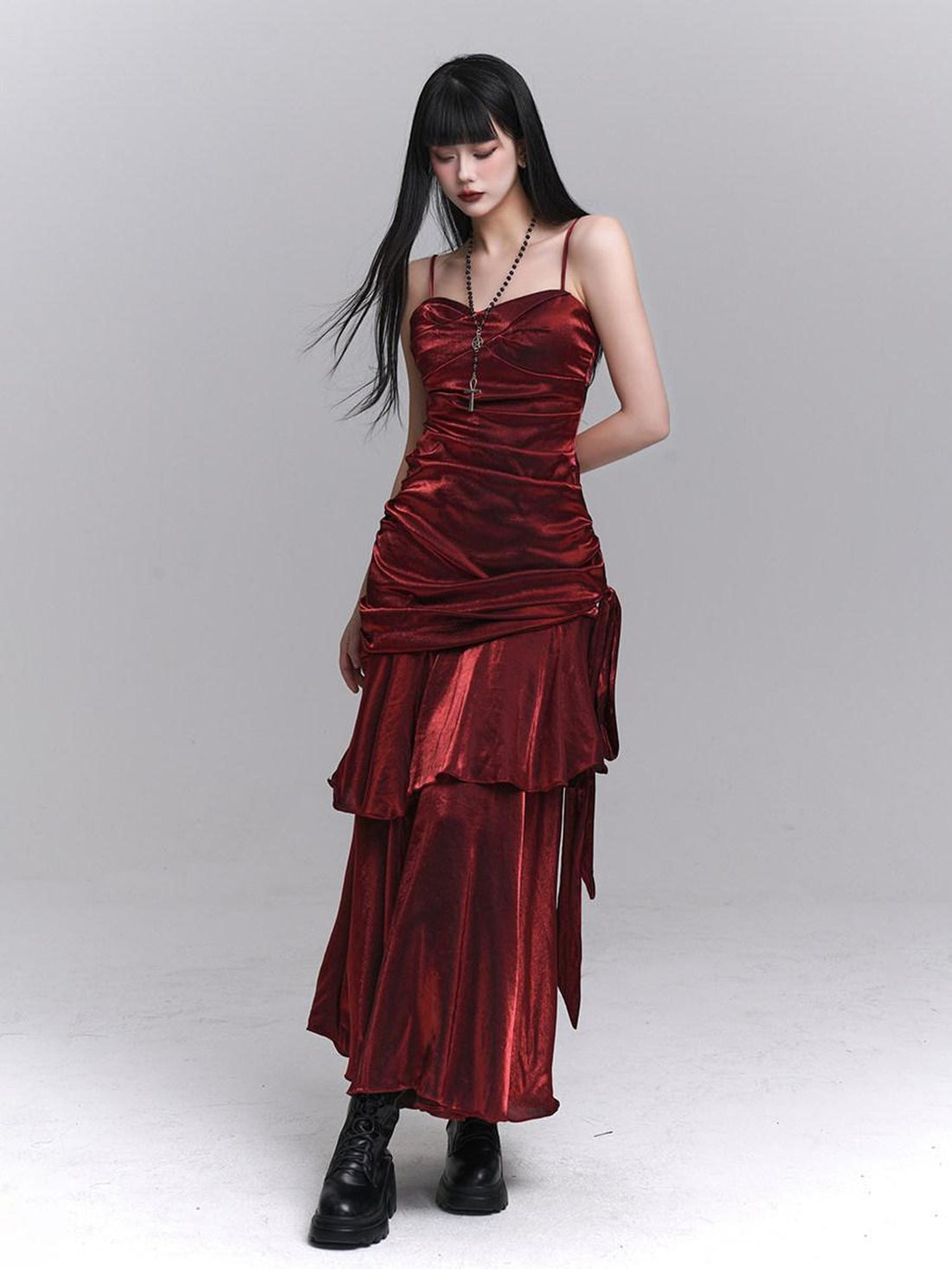 LADYGHOST Ghostly Girl Dark Red Spaghetti Strap Women&