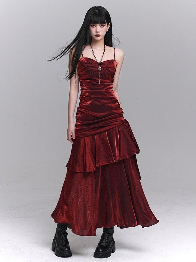 LADYGHOST Ghostly Girl Dark Red Spaghetti Strap Women&