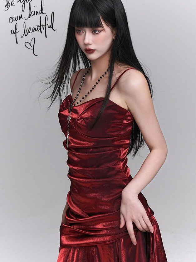 LADYGHOST Ghostly Girl Dark Red Spaghetti Strap Women&