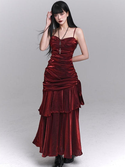 LADYGHOST Ghostly Girl Dark Red Spaghetti Strap Women&