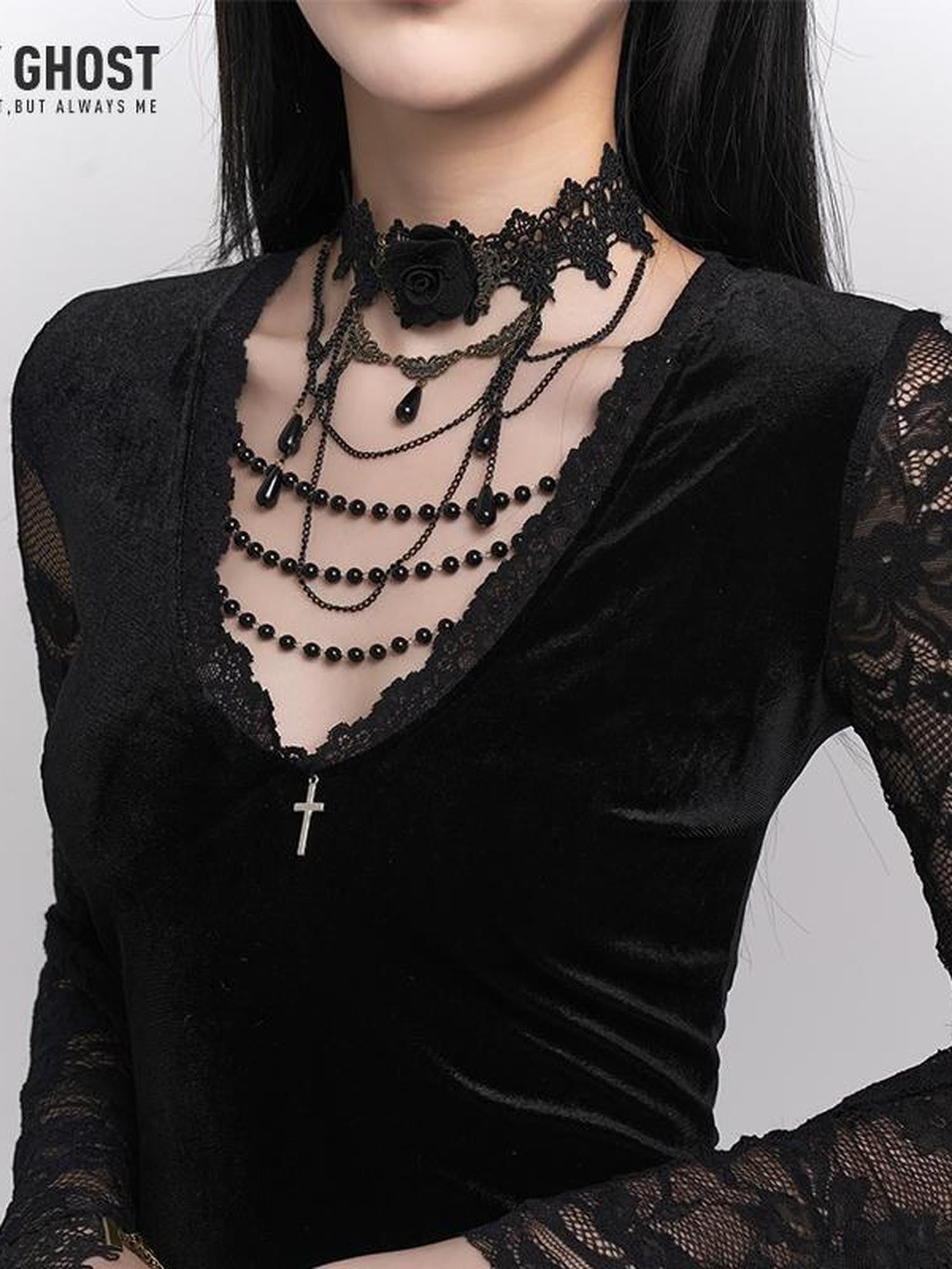 LADYGHOST Ghostly Girl Gothic Rose Floral Dark Subculture Women&
