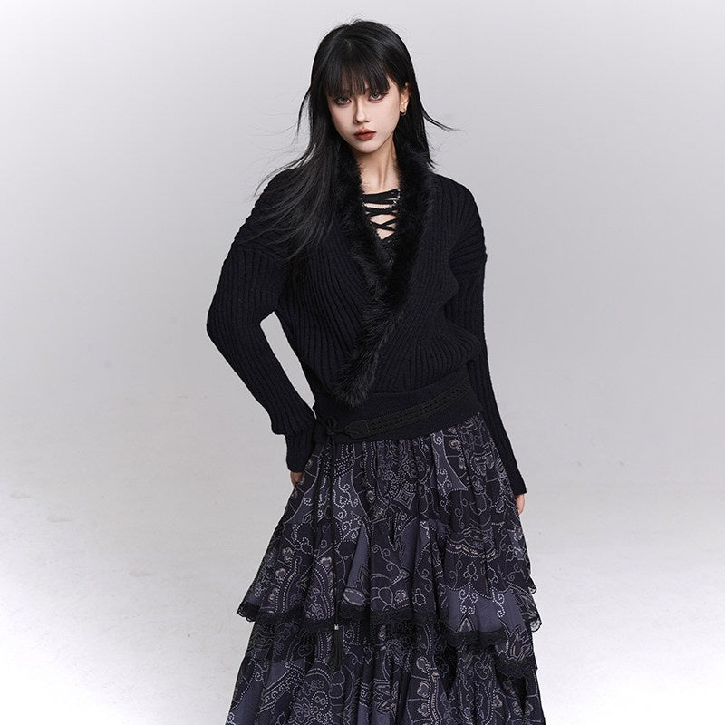 LADYGHOST_Ghostly_Girl_Soft_Gray_V-neck_Slouchy_Korean_Style_Women&