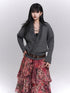 LADYGHOST Ghostly Girl Soft Gray V-neck Slouchy Korean Style Women&