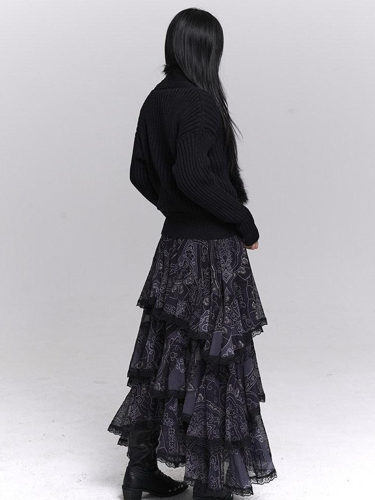 LADYGHOST Ghostly Girl Soft Gray V-neck Slouchy Korean Style Women&