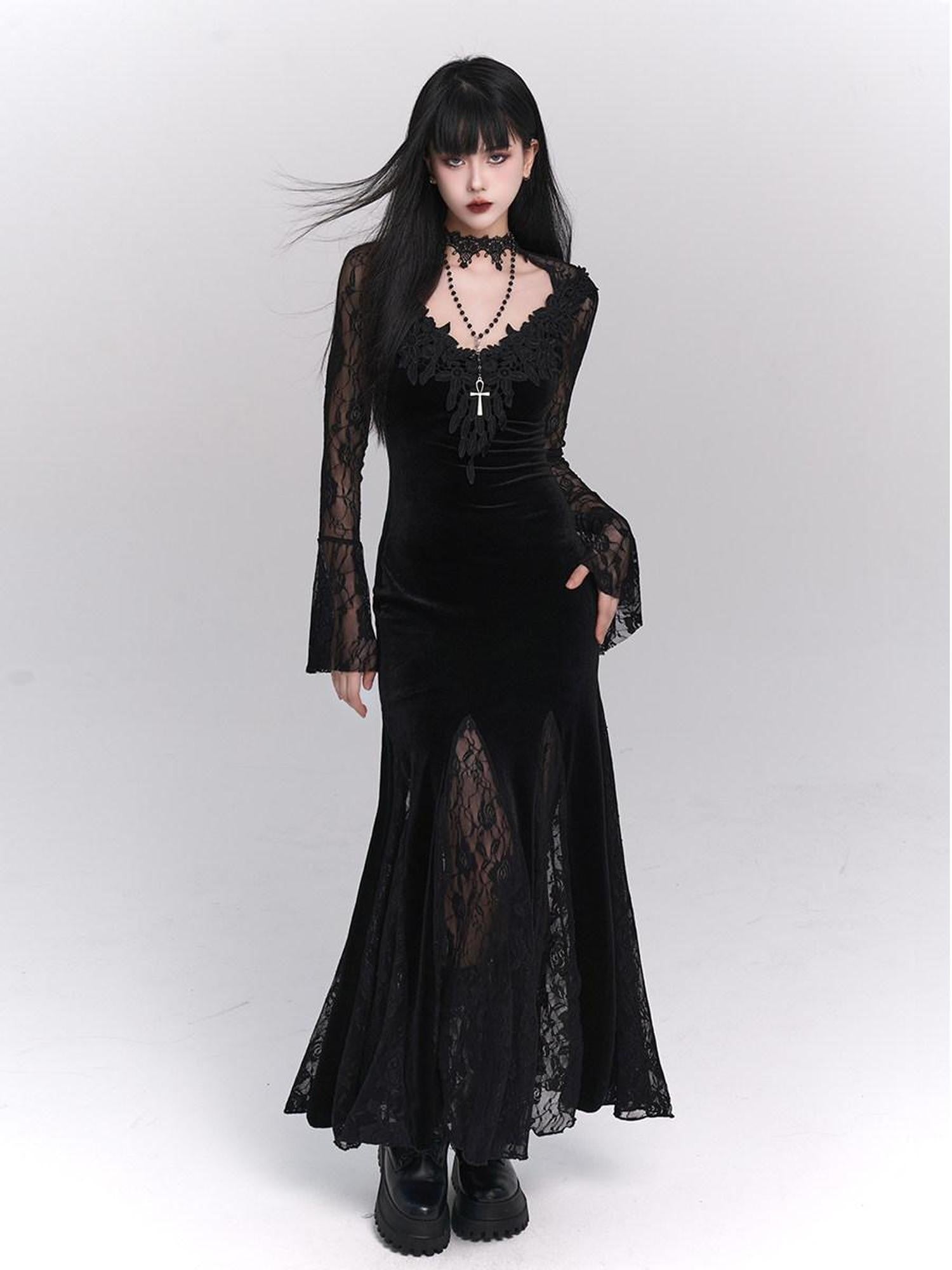 LADYGHOST Ghostly Gothic Fishtail Red And Black Women&