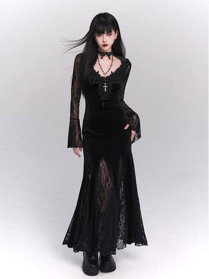 LADYGHOST Ghostly Gothic Fishtail Red And Black Women&