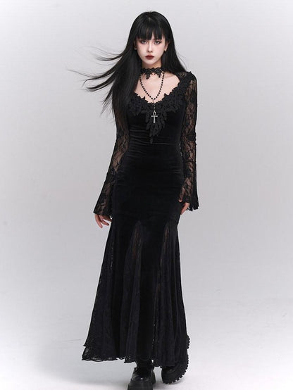 LADYGHOST Ghostly Gothic Fishtail Red And Black Women&