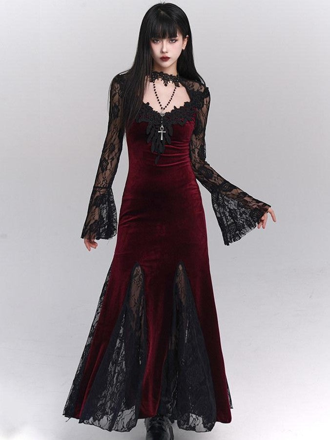 LADYGHOST Ghostly Gothic Fishtail Red And Black Women&