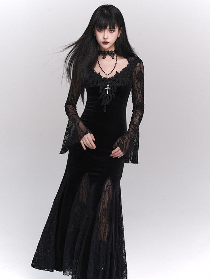 LADYGHOST Ghostly Gothic Fishtail Red And Black Women&