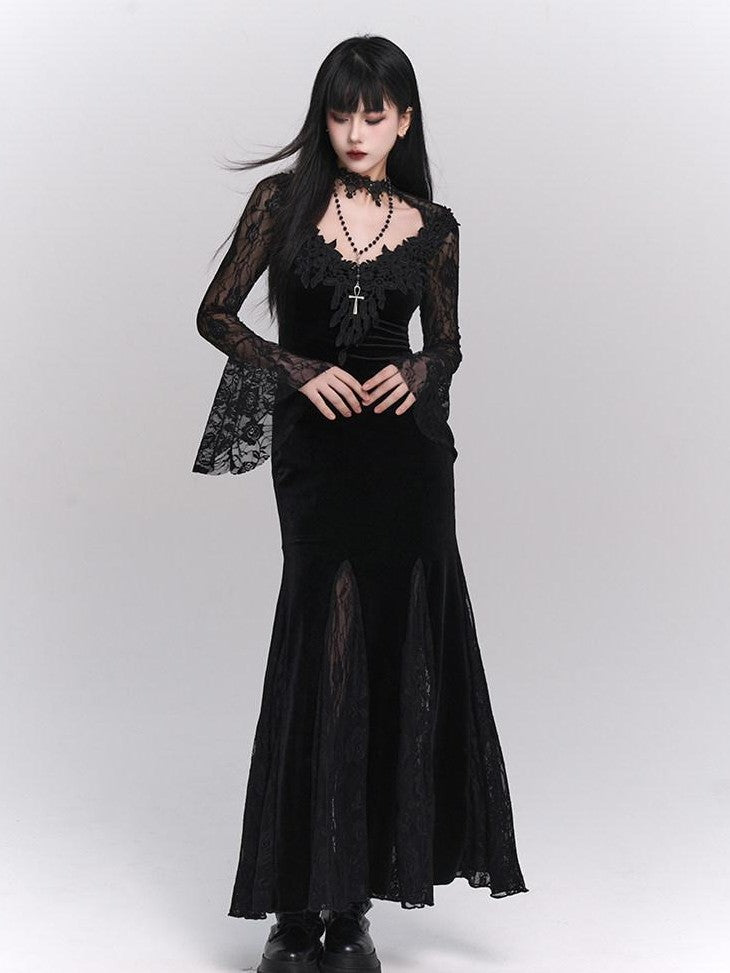 LADYGHOST Ghostly Gothic Fishtail Red And Black Women&