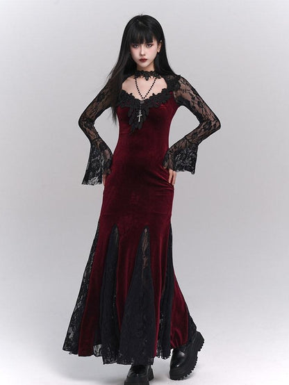 LADYGHOST Ghostly Gothic Fishtail Red And Black Women&