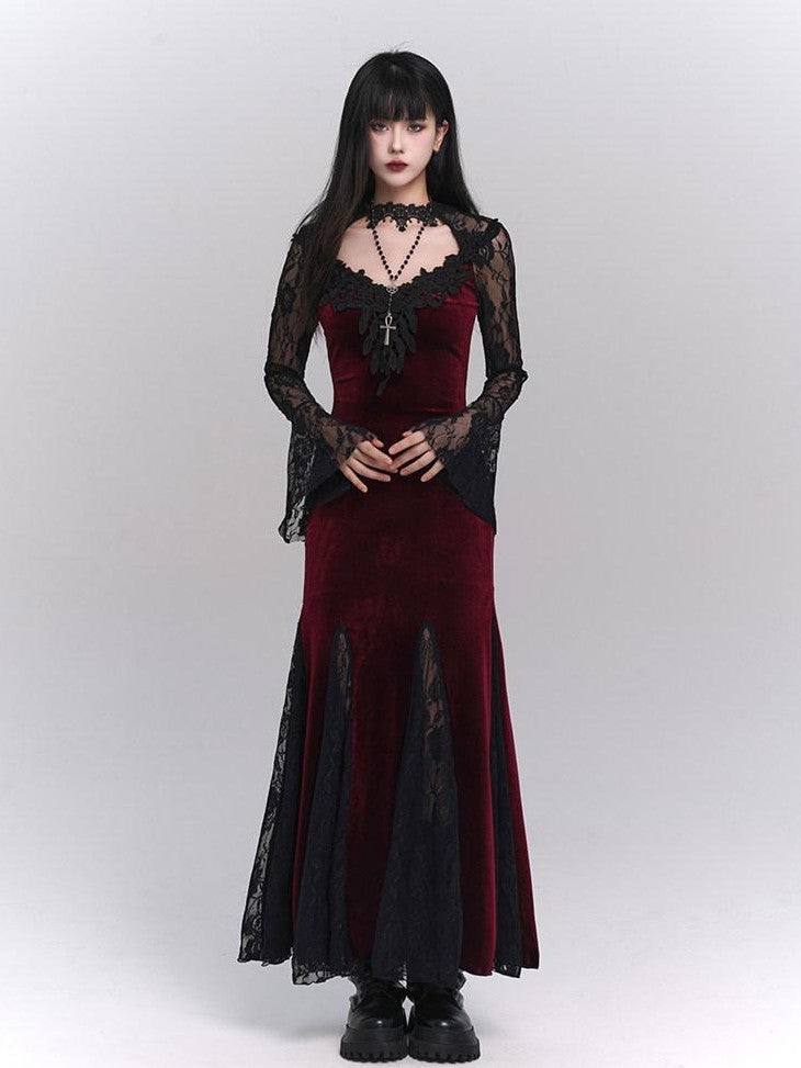LADYGHOST Ghostly Gothic Fishtail Red And Black Women&